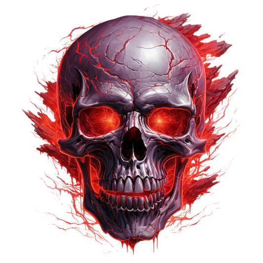 Skull Red Eyes Cracks Fire Exploding Vinyl Sticker Decal