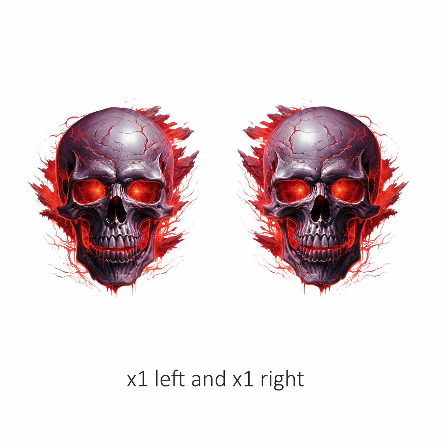 Skull Red Eyes Cracks Fire Exploding Vinyl Sticker Decal