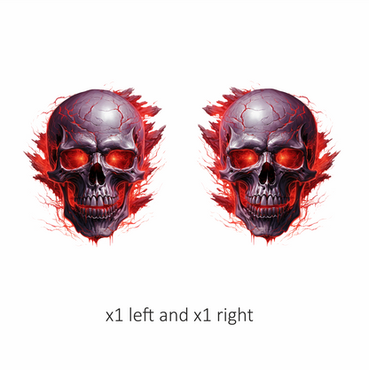 Skull Red Eyes Cracks Fire Exploding Vinyl Sticker Decal