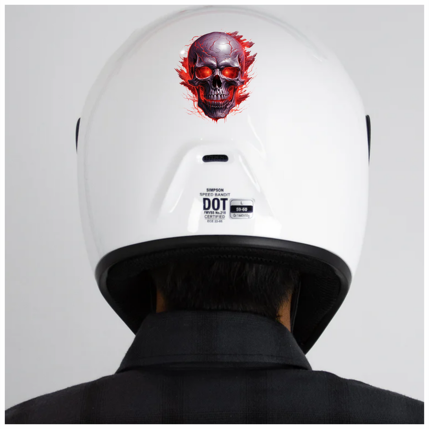 Skull Red Eyes Cracks Fire Exploding Vinyl Sticker Decal