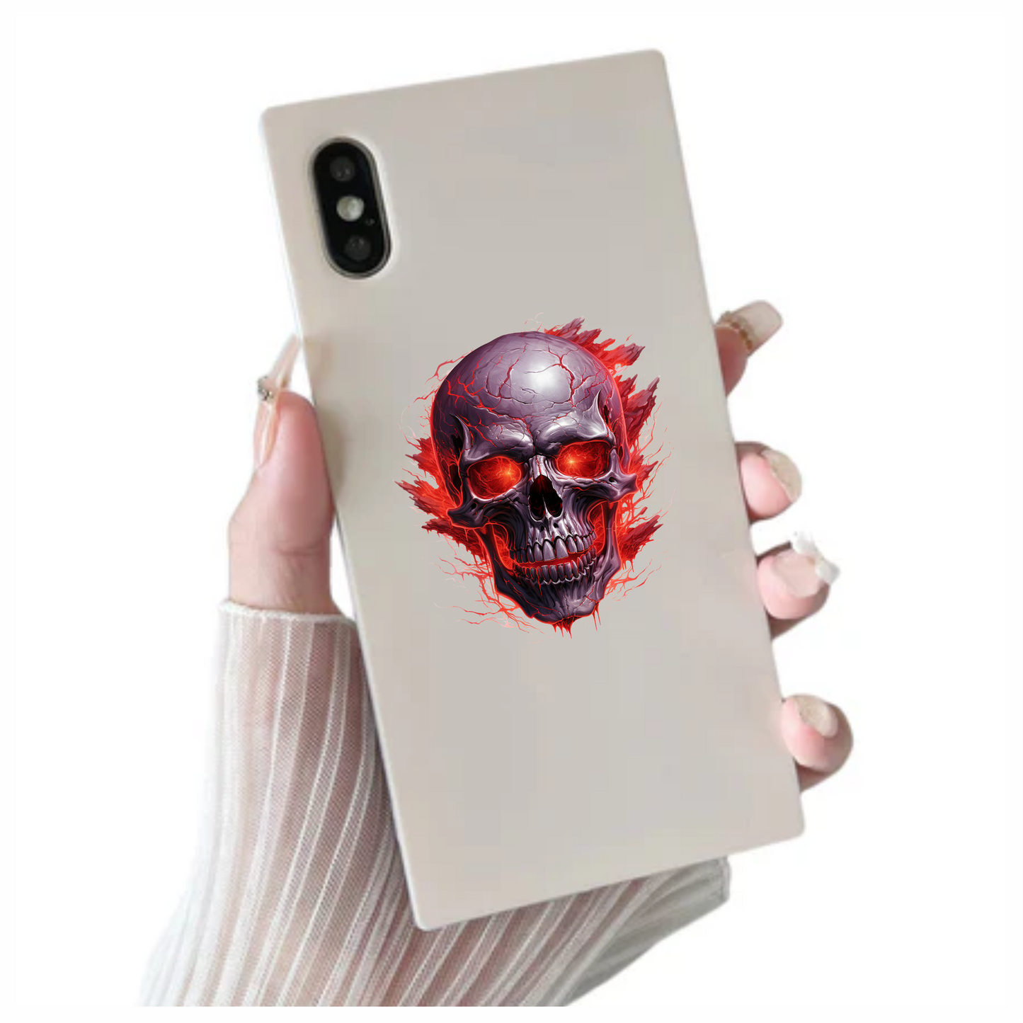 Skull Red Eyes Cracks Fire Exploding Vinyl Sticker Decal