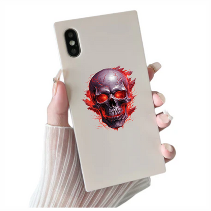 Skull Red Eyes Cracks Fire Exploding Vinyl Sticker Decal