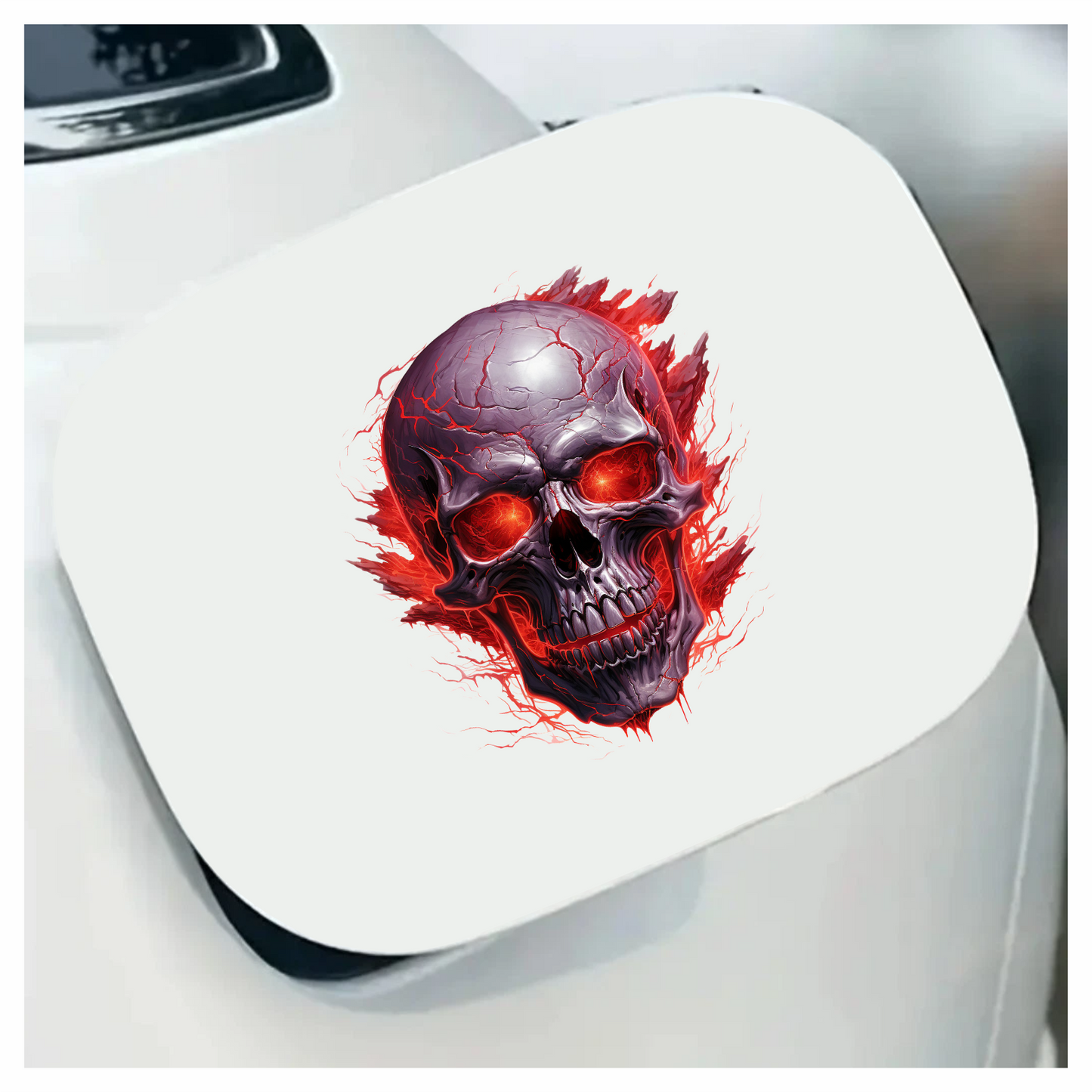 Skull Red Eyes Cracks Fire Exploding Vinyl Sticker Decal