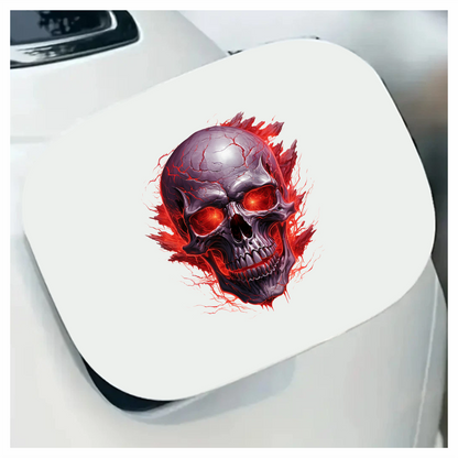 Skull Red Eyes Cracks Fire Exploding Vinyl Sticker Decal