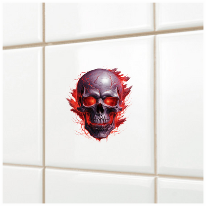 Skull Red Eyes Cracks Fire Exploding Vinyl Sticker Decal