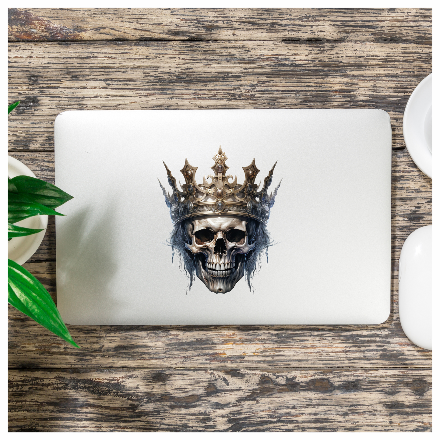 Skull Crown White Dark Frozen Vinyl Sticker Decal