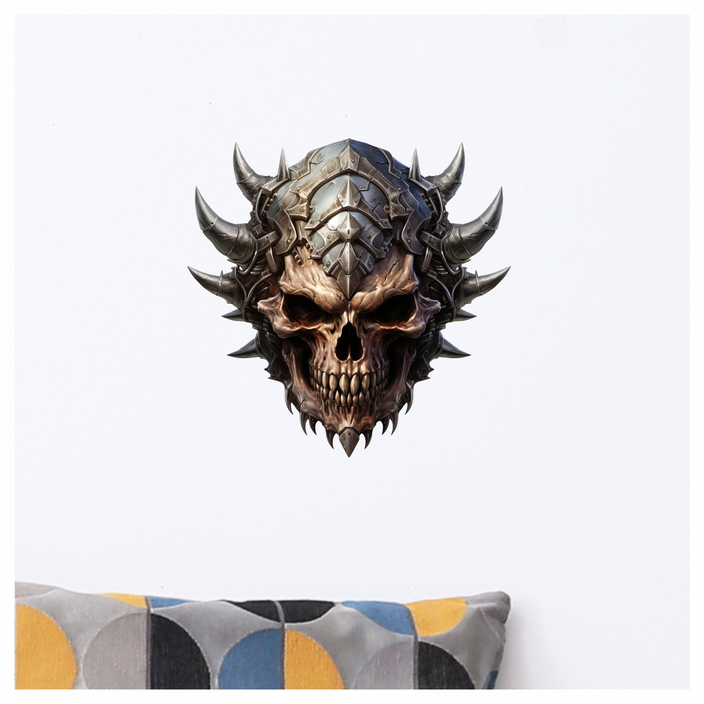 Skull Helmet Spikes Metal Brown Vinyl Sticker Decal