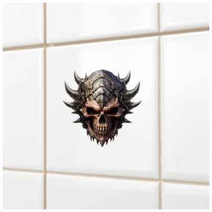 Skull Helmet Spikes Metal Brown Vinyl Sticker Decal