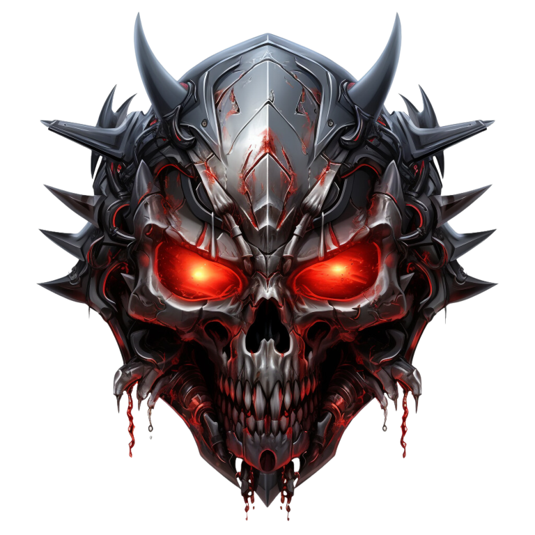 Skull Red Metallic Spikes Demon Vinyl Sticker Decal