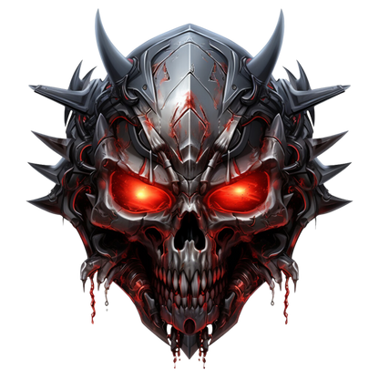 Skull Red Metallic Spikes Demon Vinyl Sticker Decal
