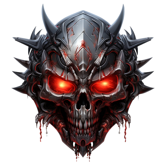 Skull Red Metallic Spikes Demon Vinyl Sticker Decal