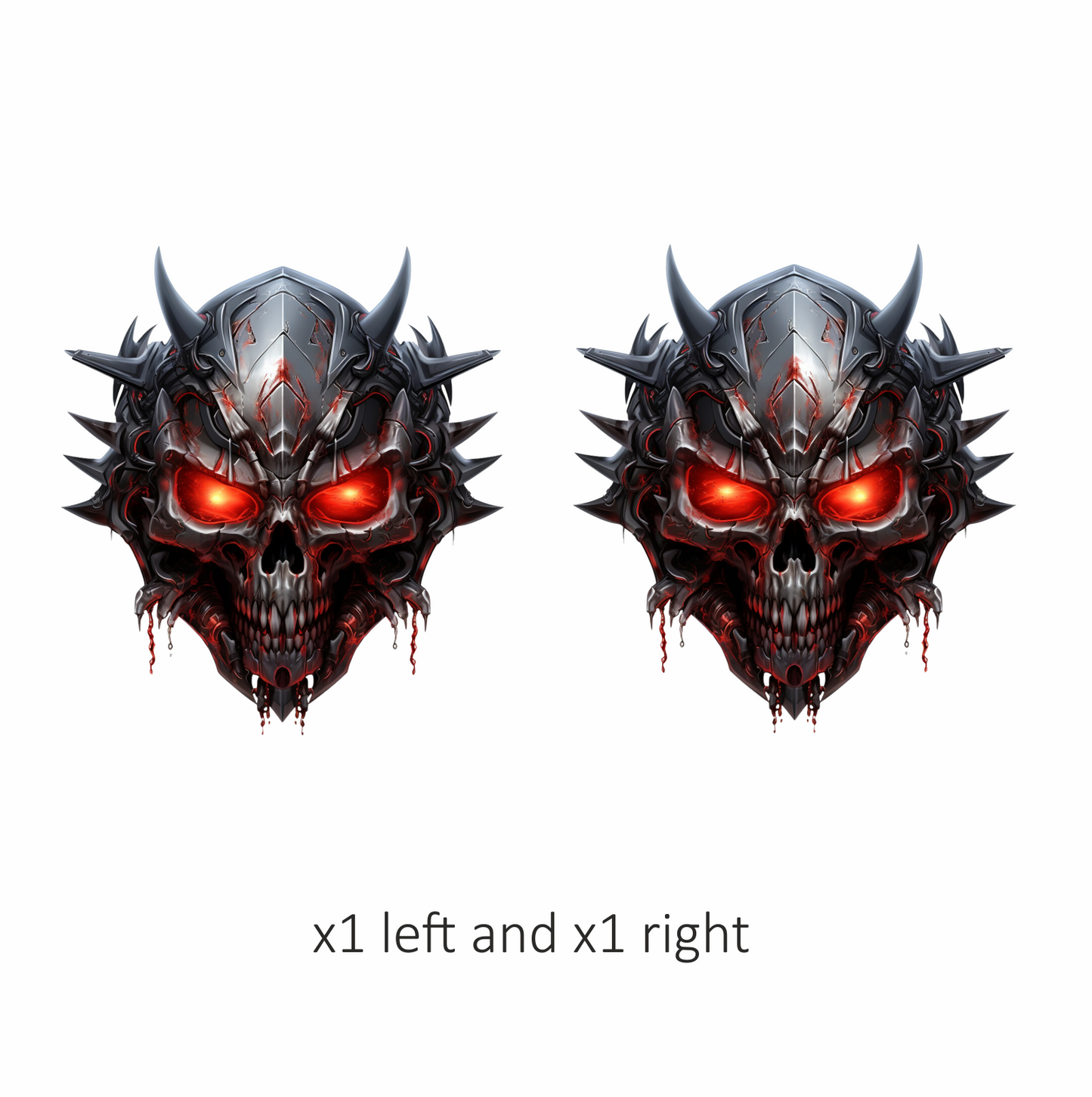Skull Red Metallic Spikes Demon Vinyl Sticker Decal