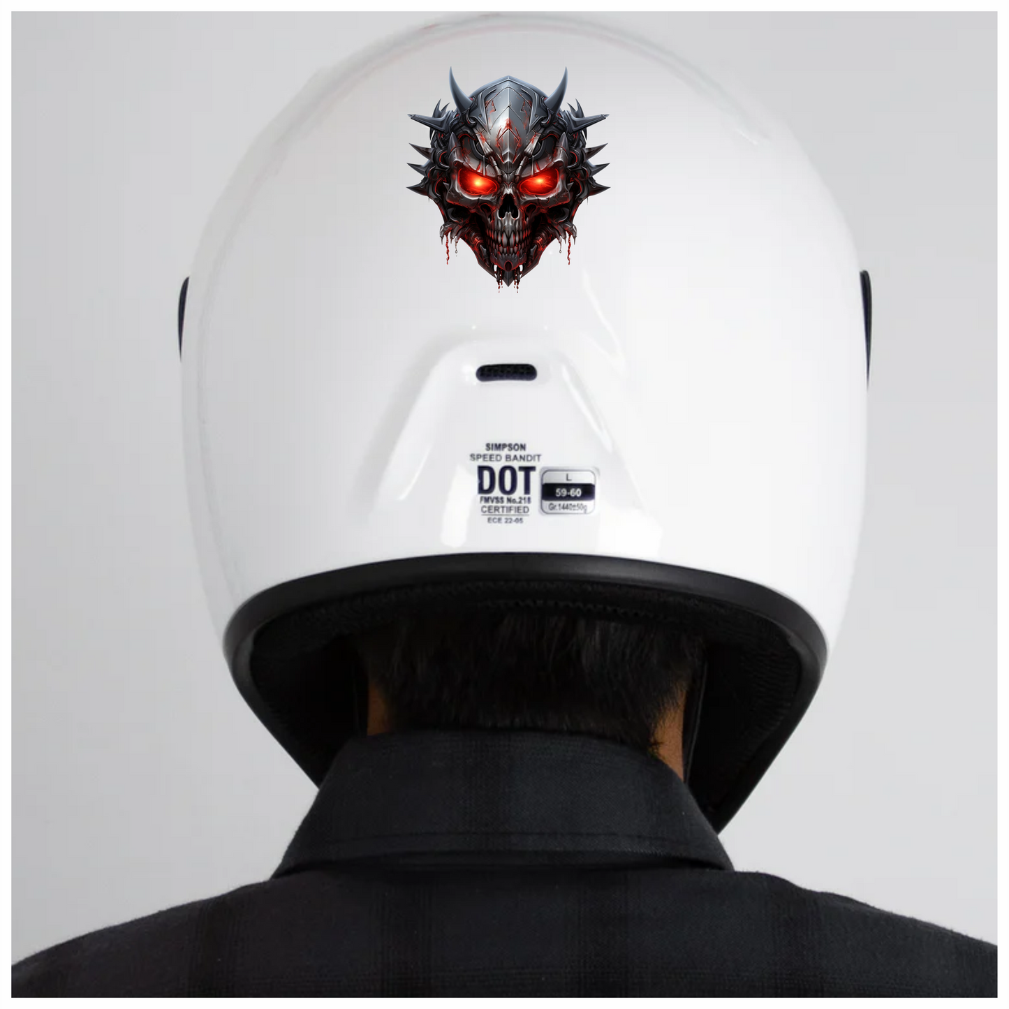 Skull Red Metallic Spikes Demon Vinyl Sticker Decal
