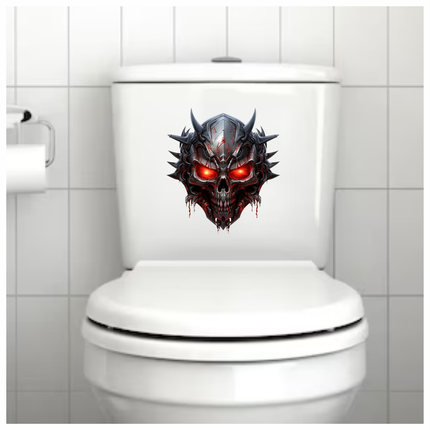 Skull Red Metallic Spikes Demon Vinyl Sticker Decal