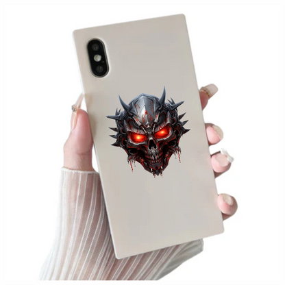 Skull Red Metallic Spikes Demon Vinyl Sticker Decal