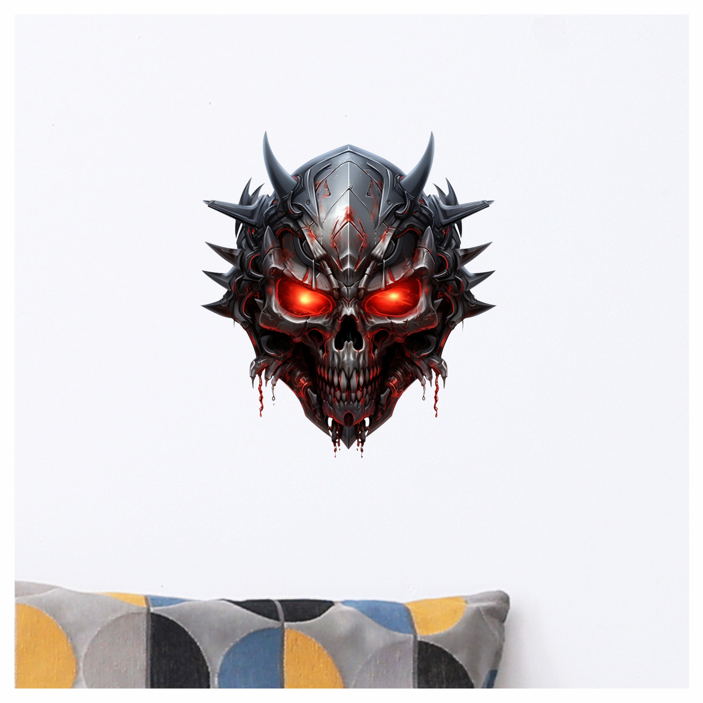 Skull Red Metallic Spikes Demon Vinyl Sticker Decal