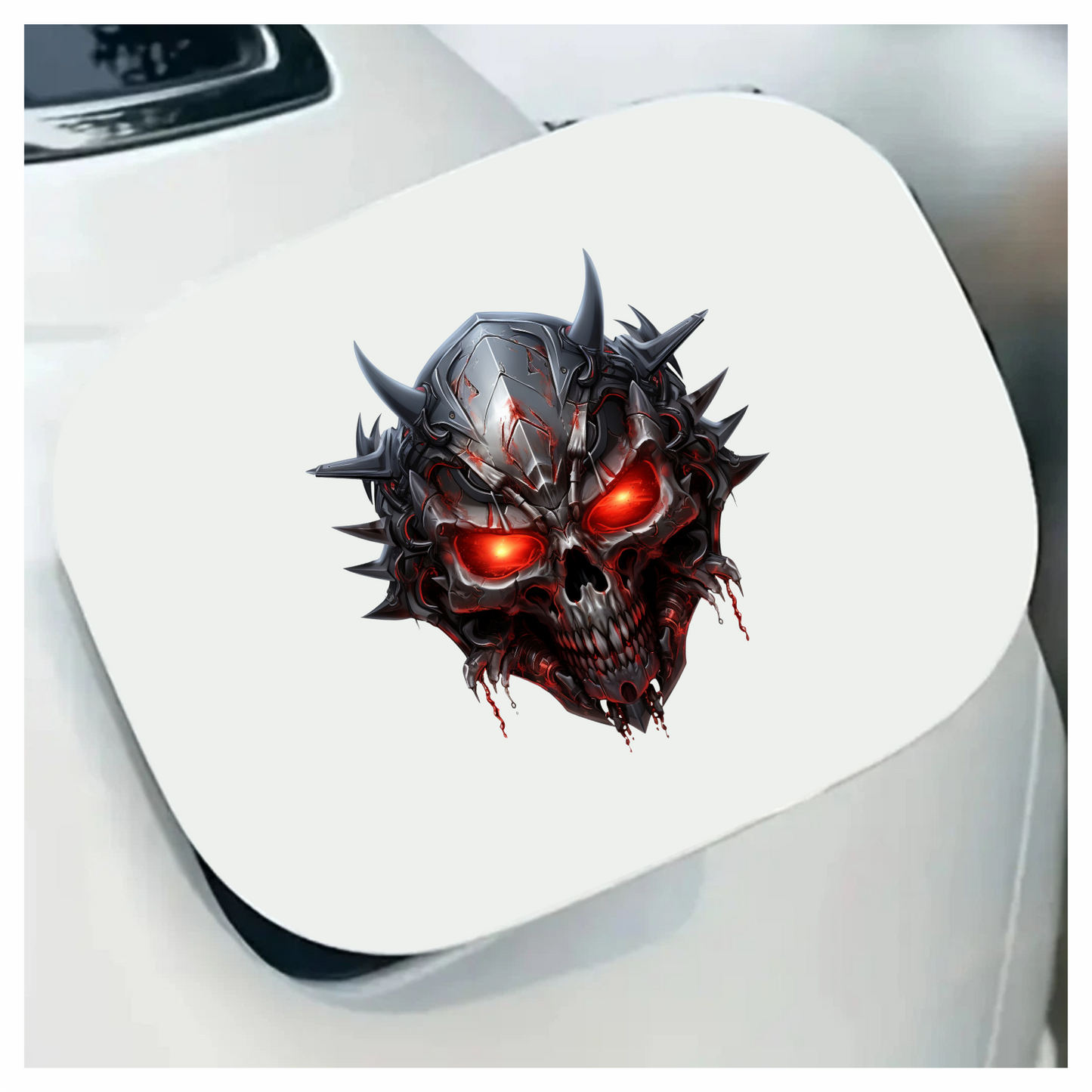 Skull Red Metallic Spikes Demon Vinyl Sticker Decal