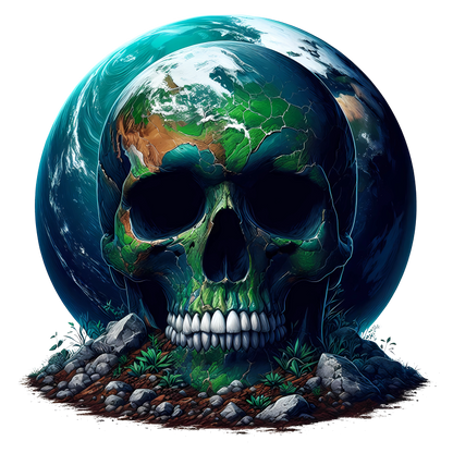 Skull Earth Green Rocks Plants Vinyl Sticker Decal