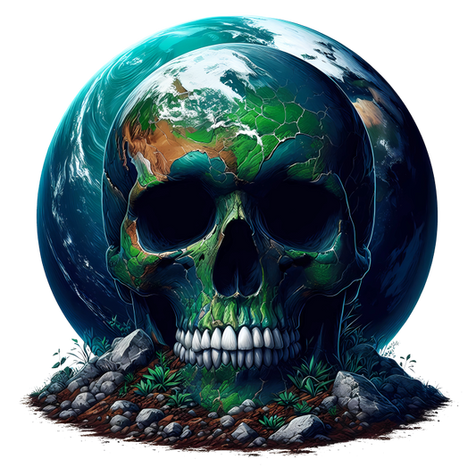 Skull Earth Green Rocks Plants Vinyl Sticker Decal