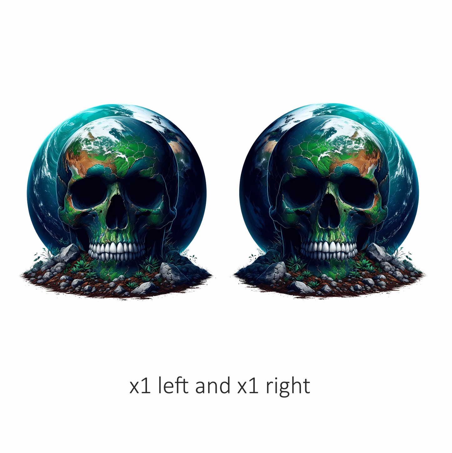 Skull Earth Green Rocks Plants Vinyl Sticker Decal