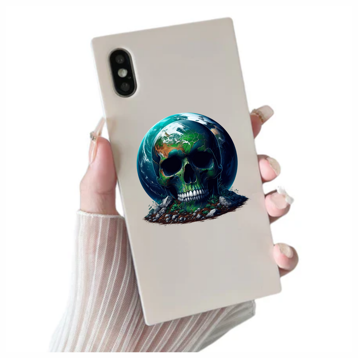 Skull Earth Green Rocks Plants Vinyl Sticker Decal