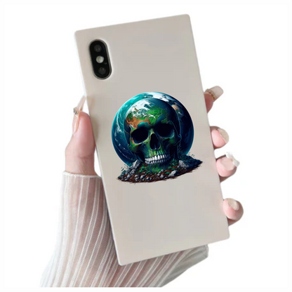 Skull Earth Green Rocks Plants Vinyl Sticker Decal