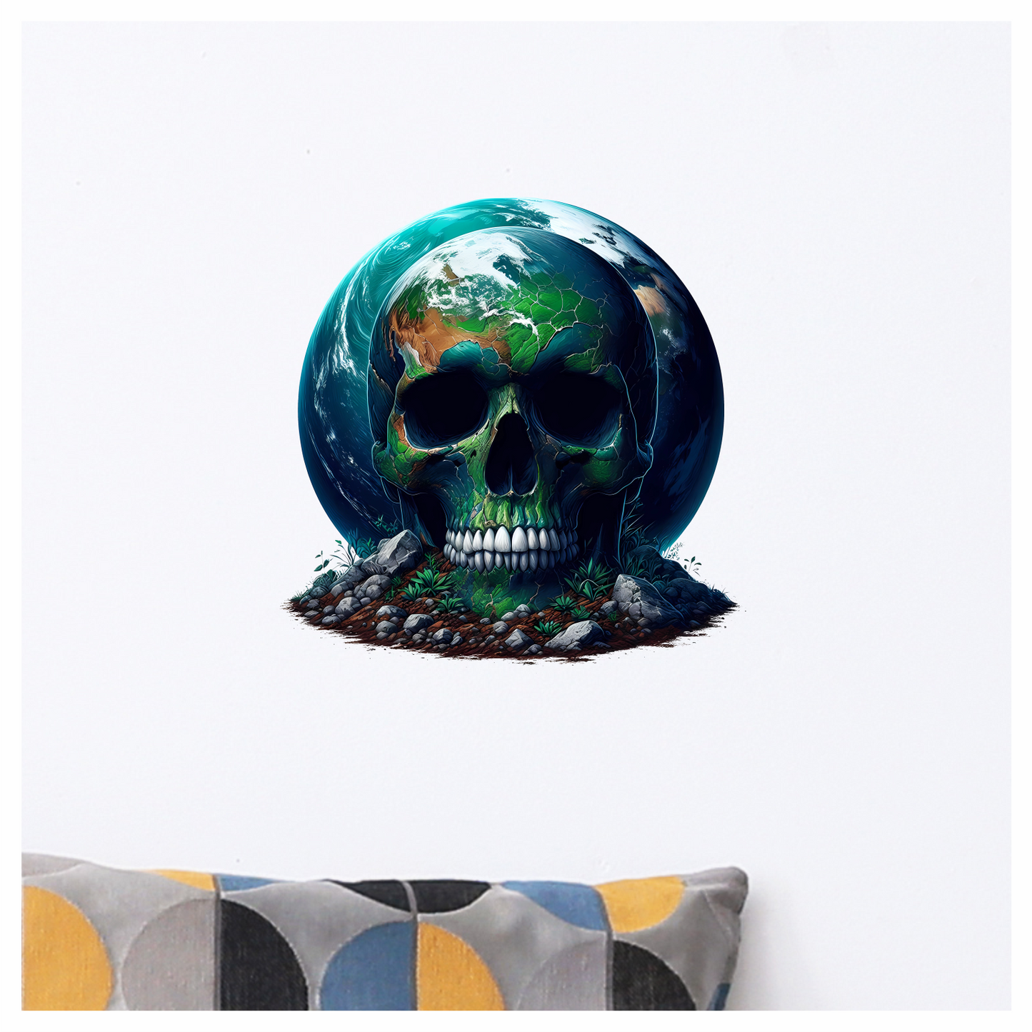 Skull Earth Green Rocks Plants Vinyl Sticker Decal