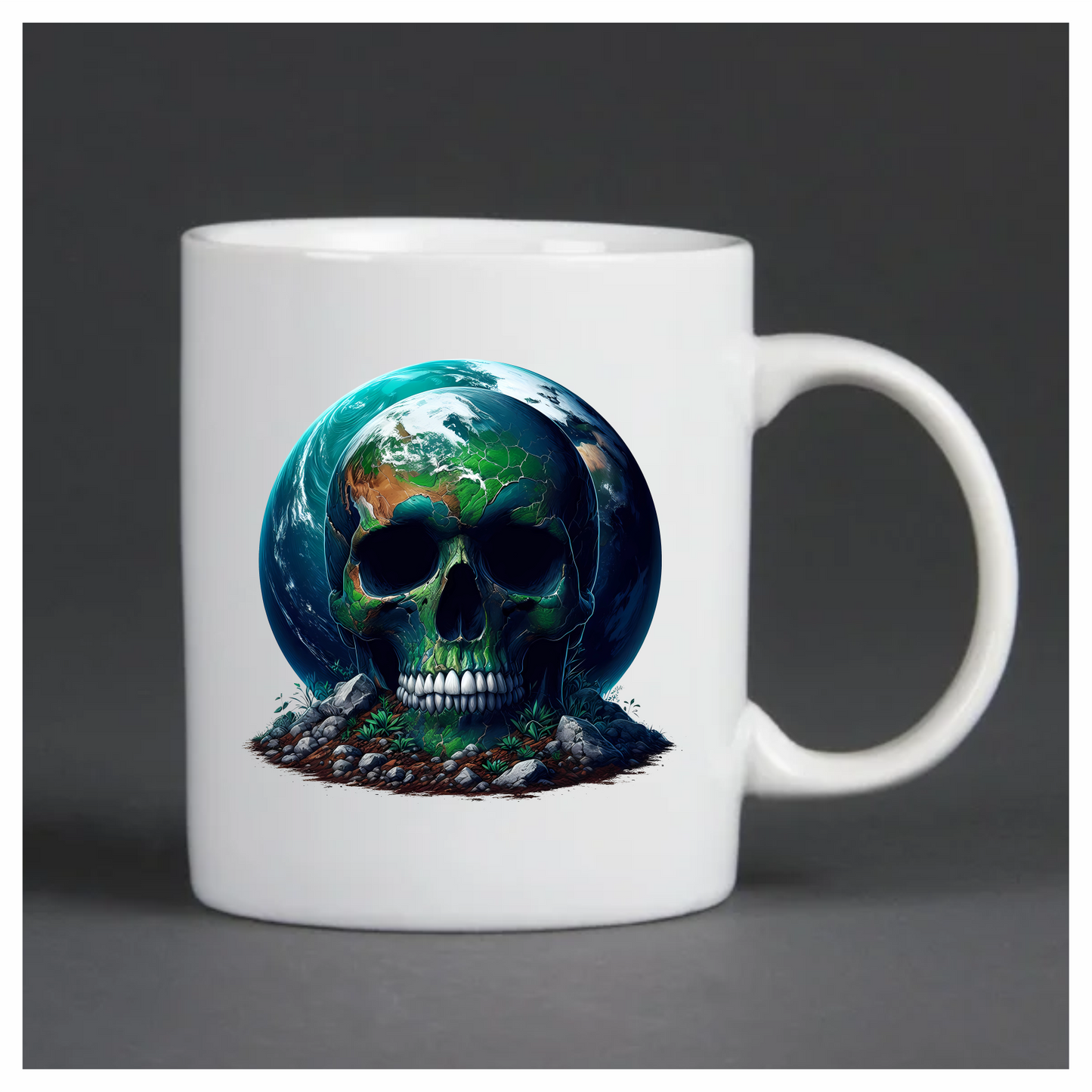 Skull Earth Green Rocks Plants Vinyl Sticker Decal