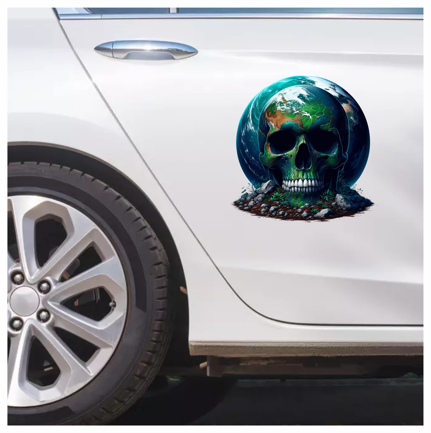 Skull Earth Green Rocks Plants Vinyl Sticker Decal