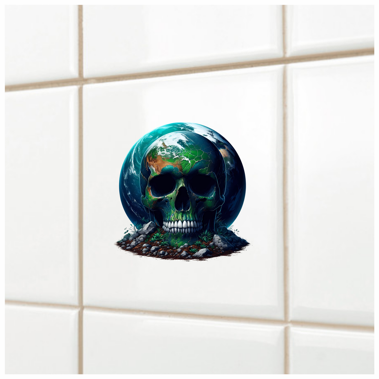 Skull Earth Green Rocks Plants Vinyl Sticker Decal