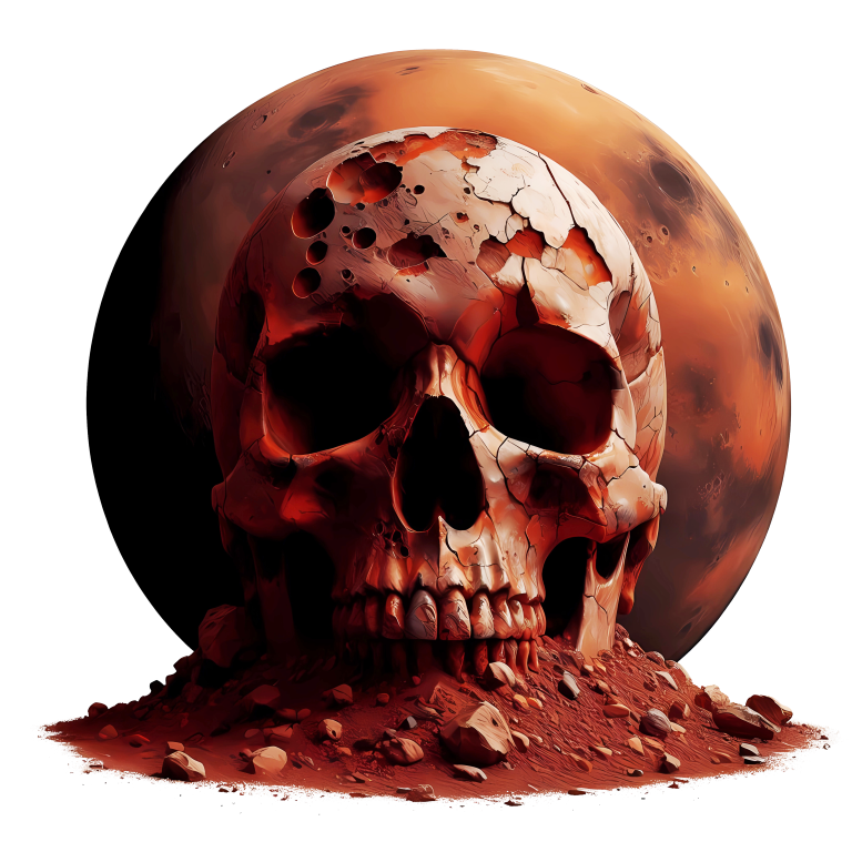 Red Skull Mars Rocks Vinyl Sticker Decal