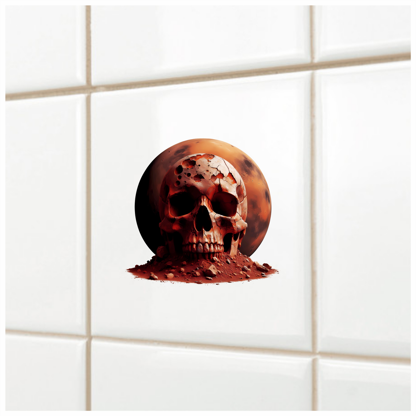 Red Skull Mars Rocks Vinyl Sticker Decal