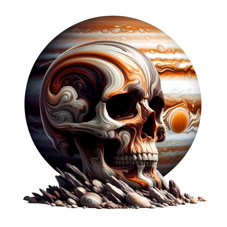 Skull Jupiter Rocks Orange Vinyl Sticker Decal