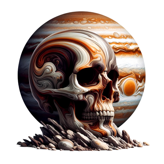 Skull Jupiter Rocks Orange Vinyl Sticker Decal