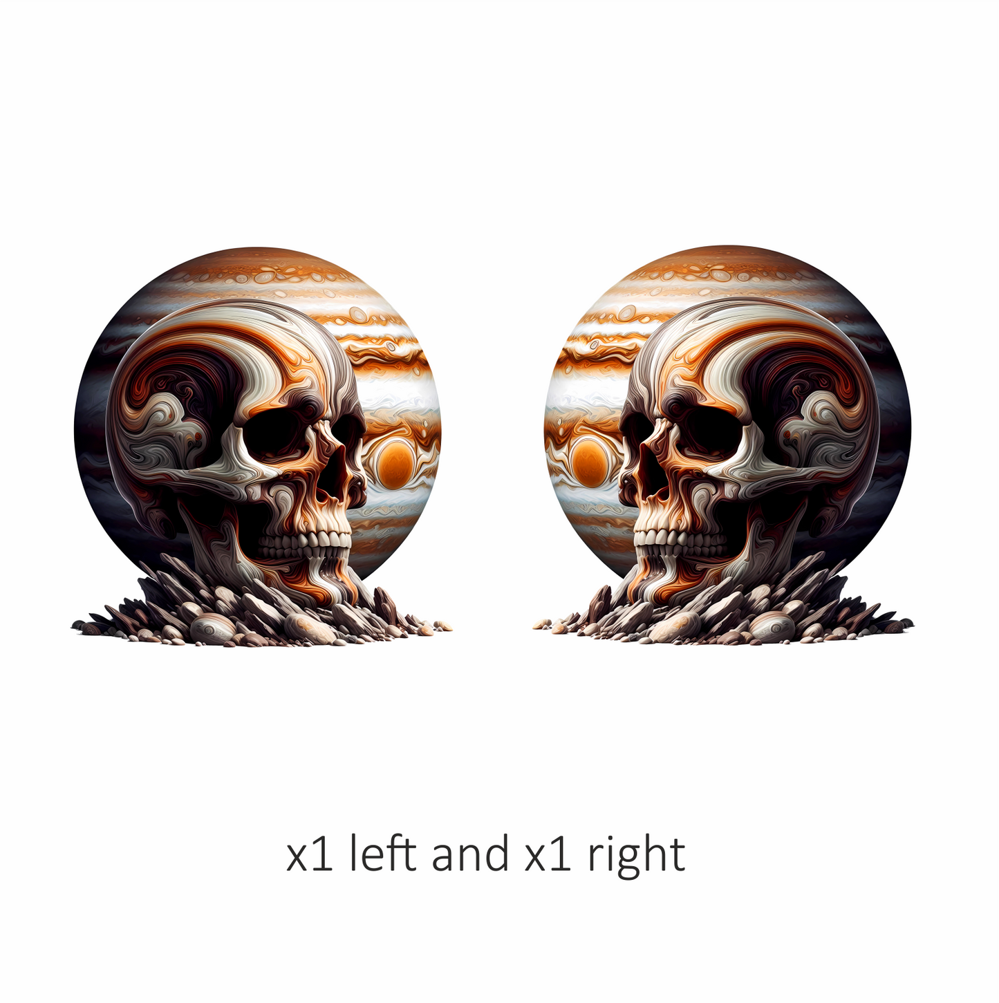 Skull Jupiter Rocks Orange Vinyl Sticker Decal