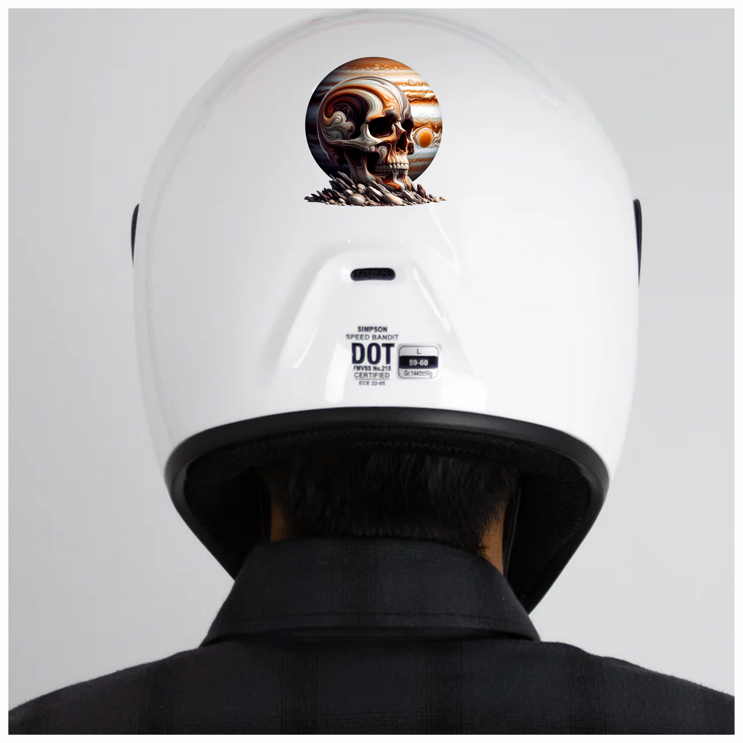 Skull Jupiter Rocks Orange Vinyl Sticker Decal