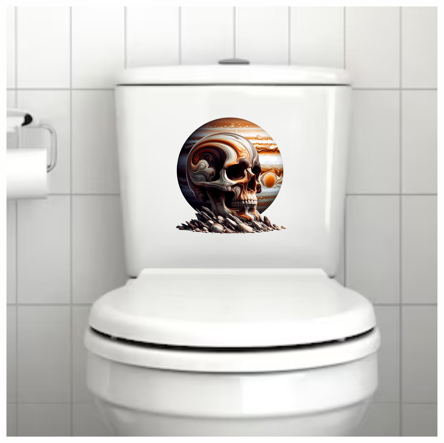 Skull Jupiter Rocks Orange Vinyl Sticker Decal