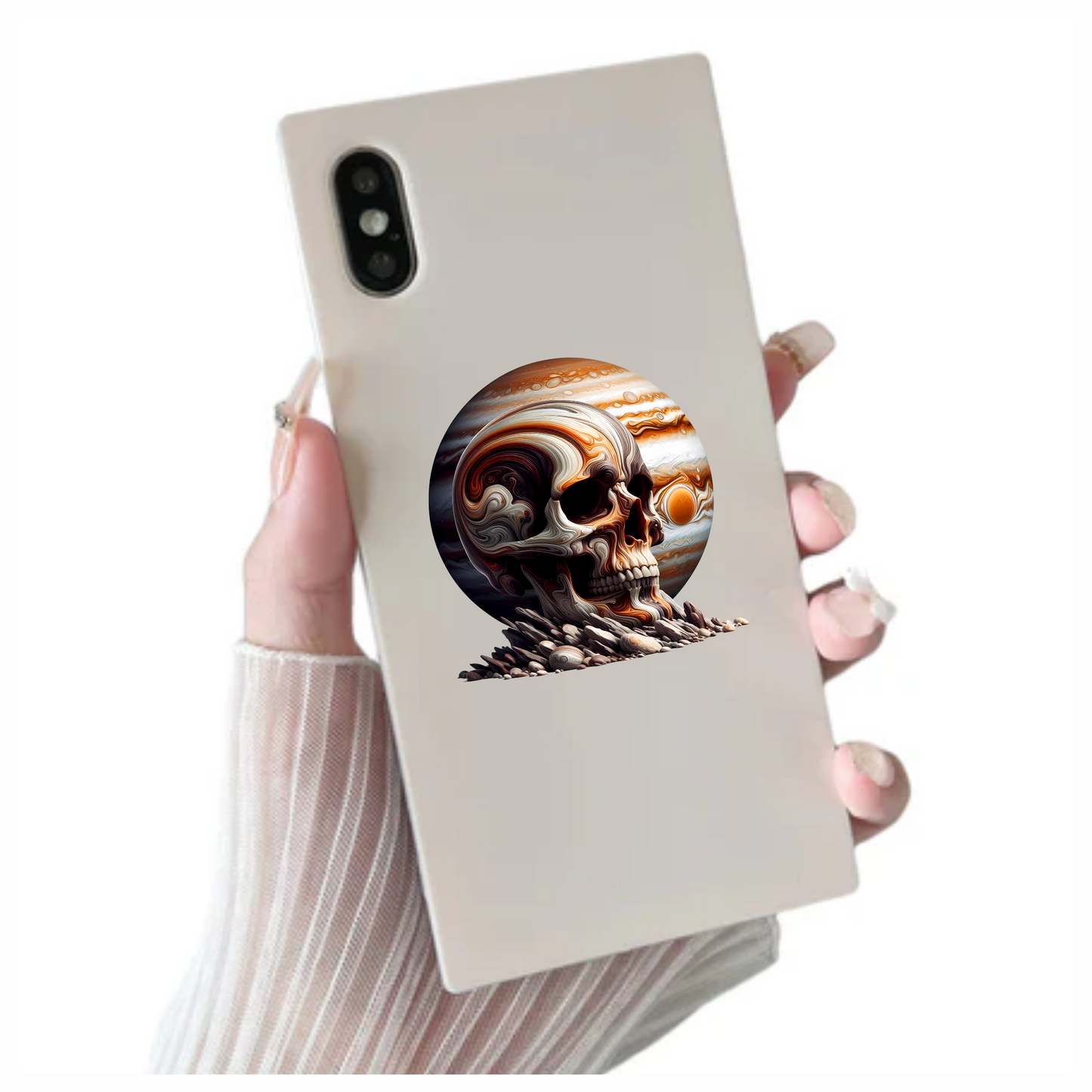 Skull Jupiter Rocks Orange Vinyl Sticker Decal