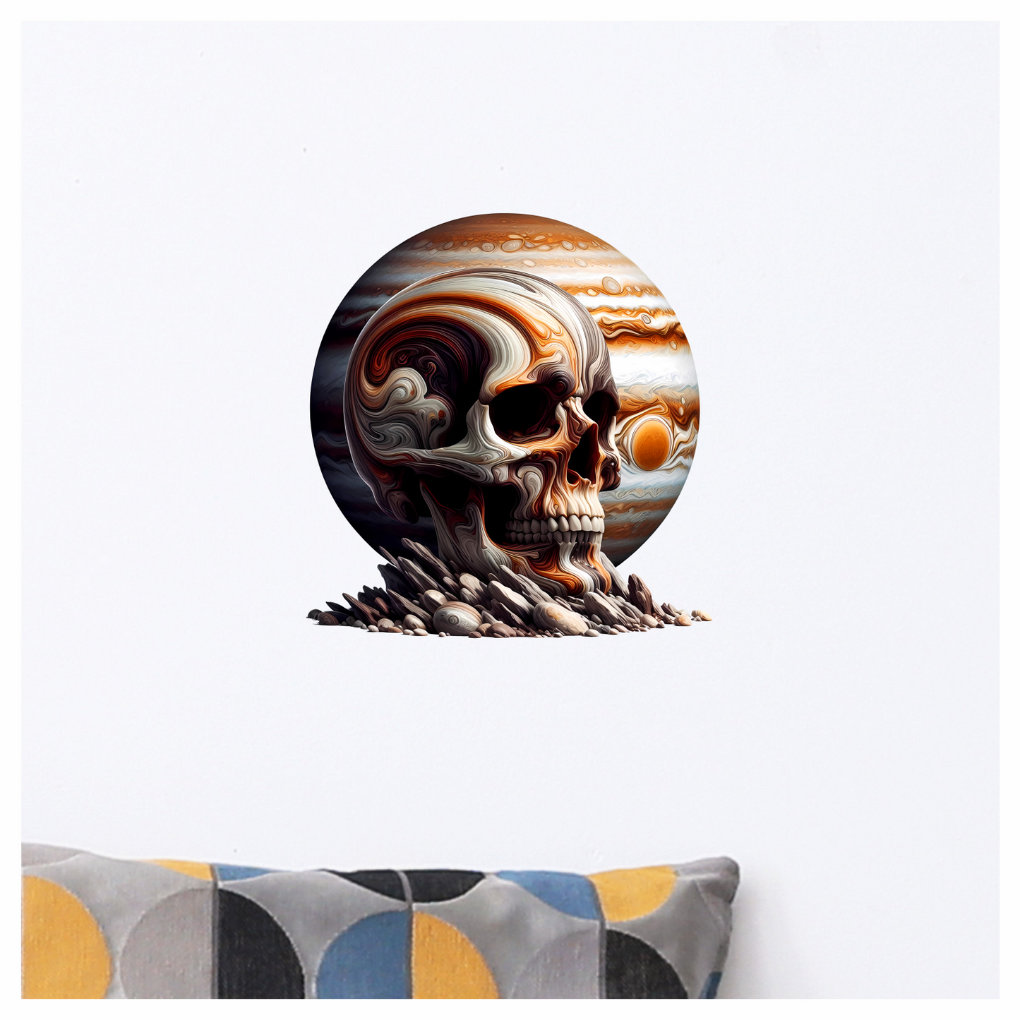 Skull Jupiter Rocks Orange Vinyl Sticker Decal