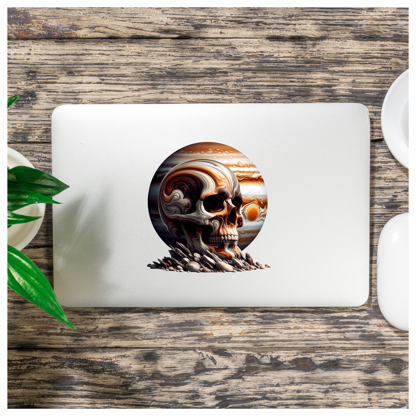Skull Jupiter Rocks Orange Vinyl Sticker Decal