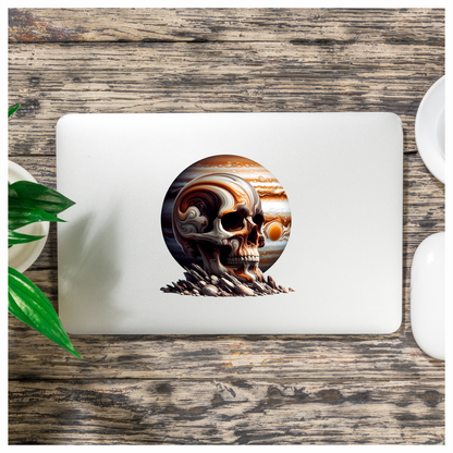 Skull Jupiter Rocks Orange Vinyl Sticker Decal