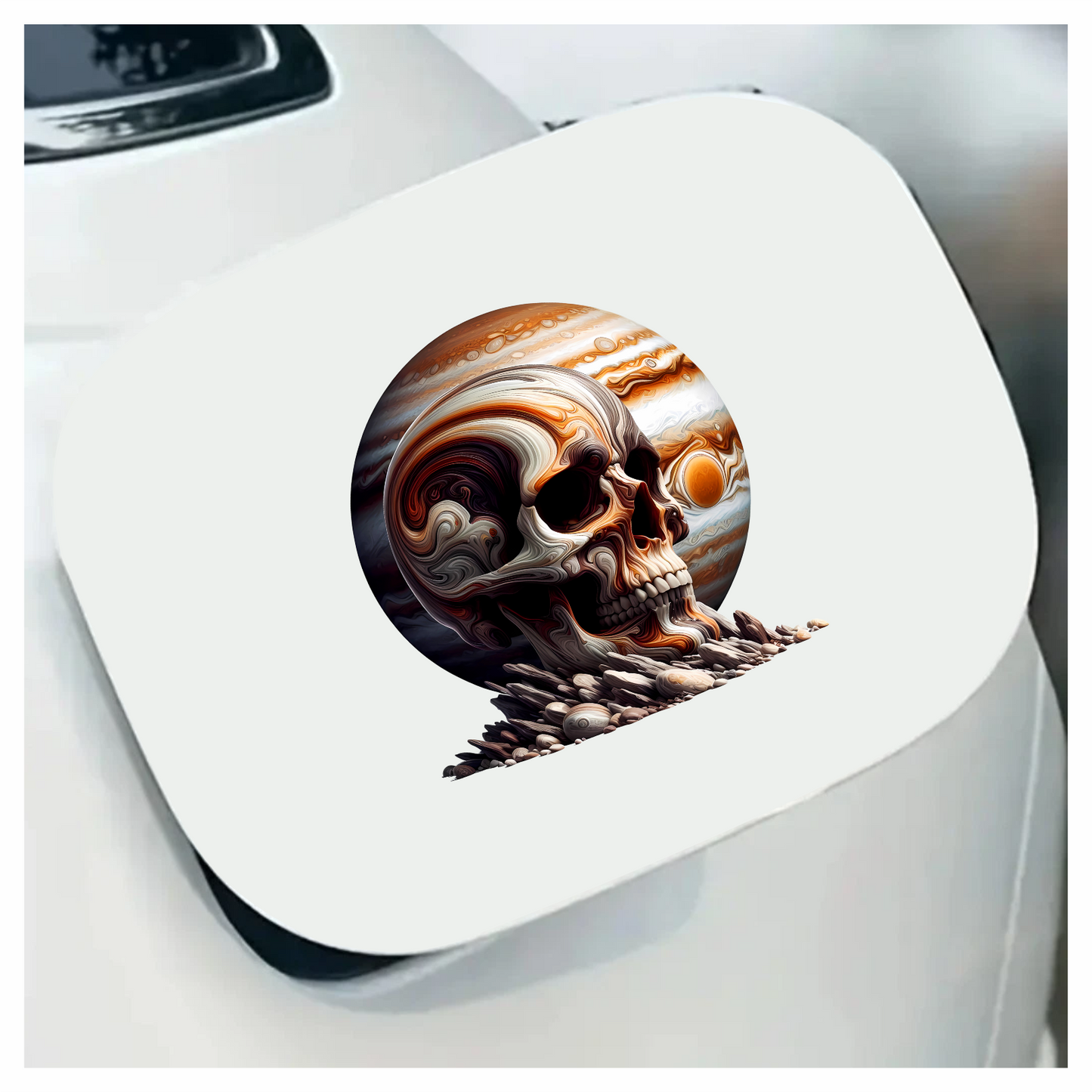 Skull Jupiter Rocks Orange Vinyl Sticker Decal