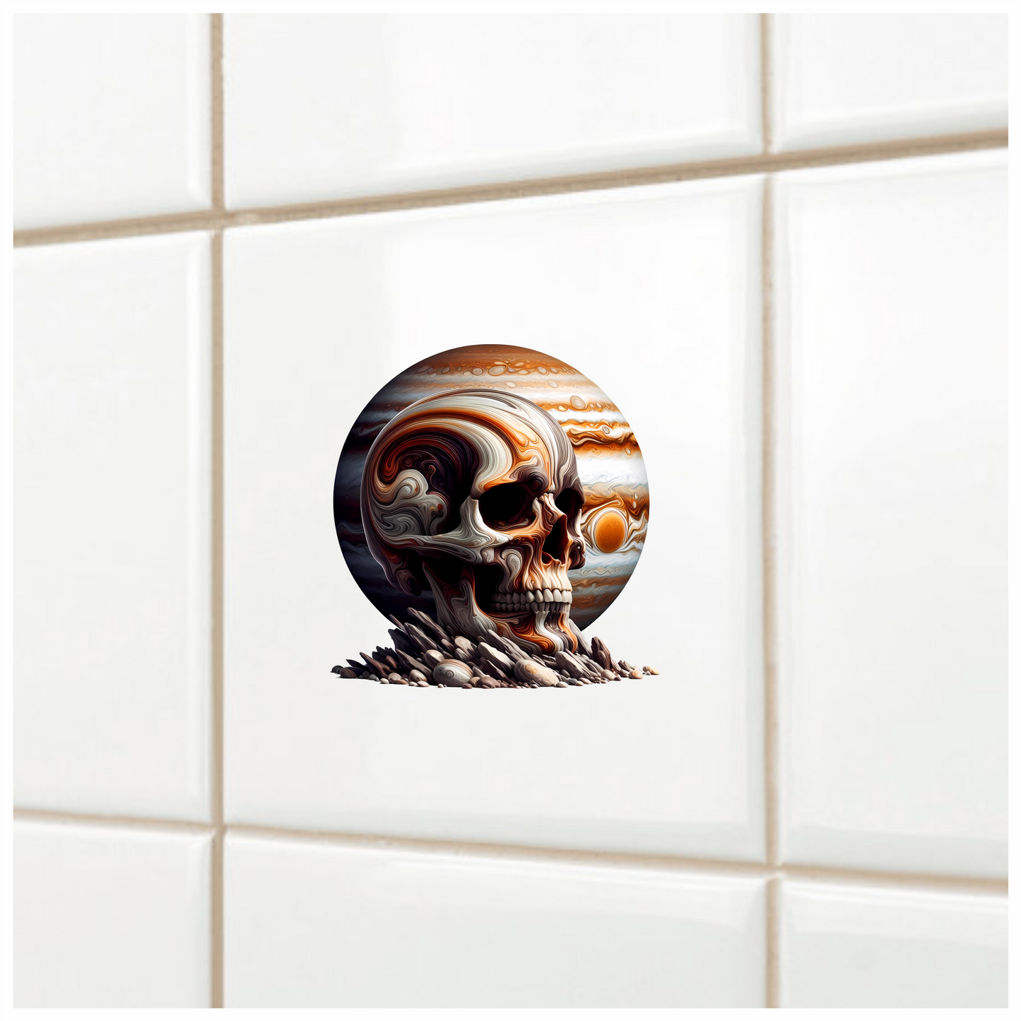 Skull Jupiter Rocks Orange Vinyl Sticker Decal