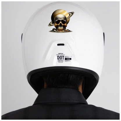 Skull Saturn Planet Rocks Cracked Gold Vinyl Sticker Decal