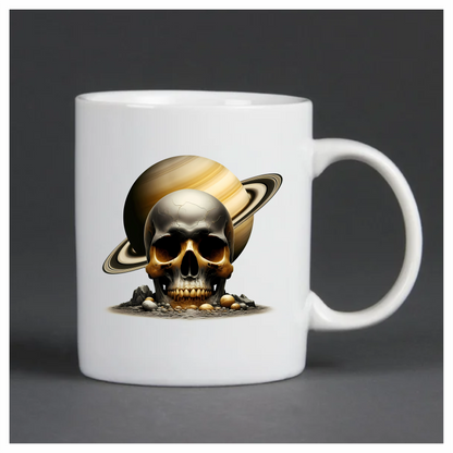Skull Saturn Planet Rocks Cracked Gold Vinyl Sticker Decal
