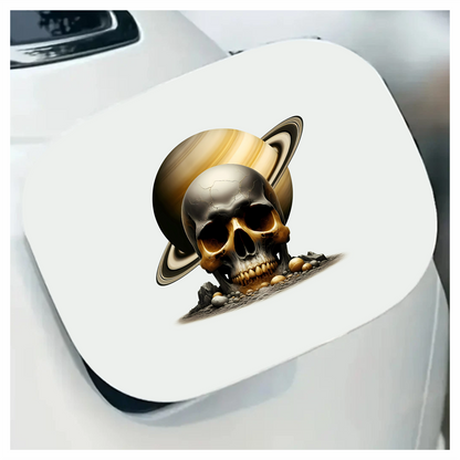 Skull Saturn Planet Rocks Cracked Gold Vinyl Sticker Decal