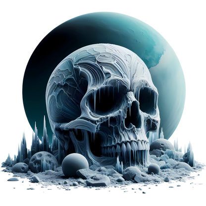 Skull Ice Planet Moon Blue Vinyl Sticker Decal
