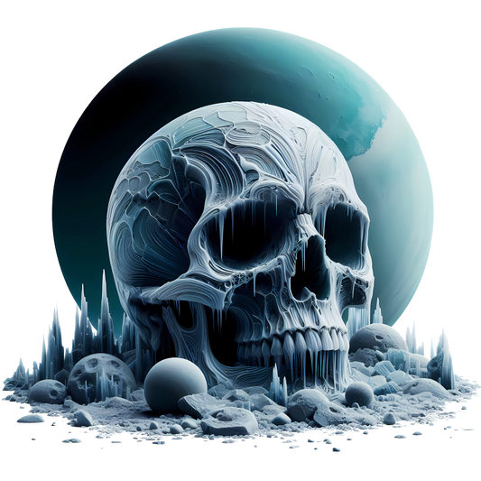 Skull Ice Planet Moon Blue Vinyl Sticker Decal