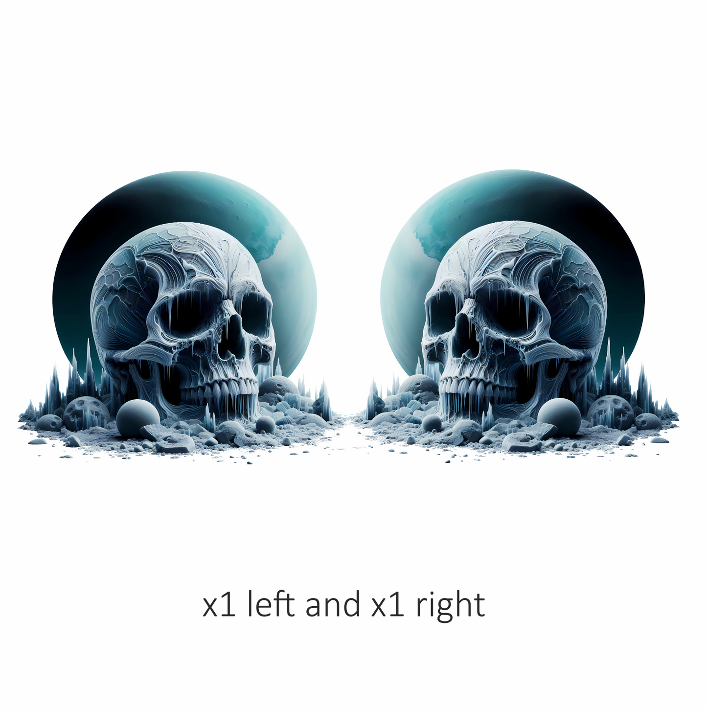 Skull Ice Planet Moon Blue Vinyl Sticker Decal