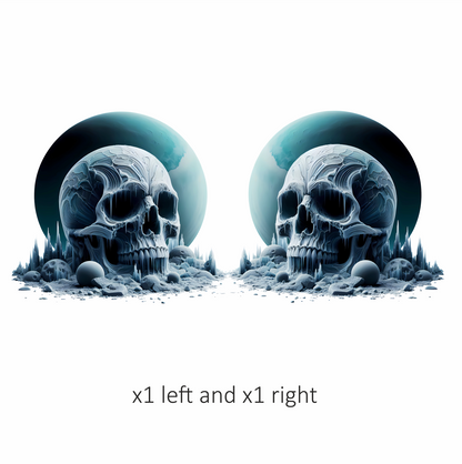 Skull Ice Planet Moon Blue Vinyl Sticker Decal